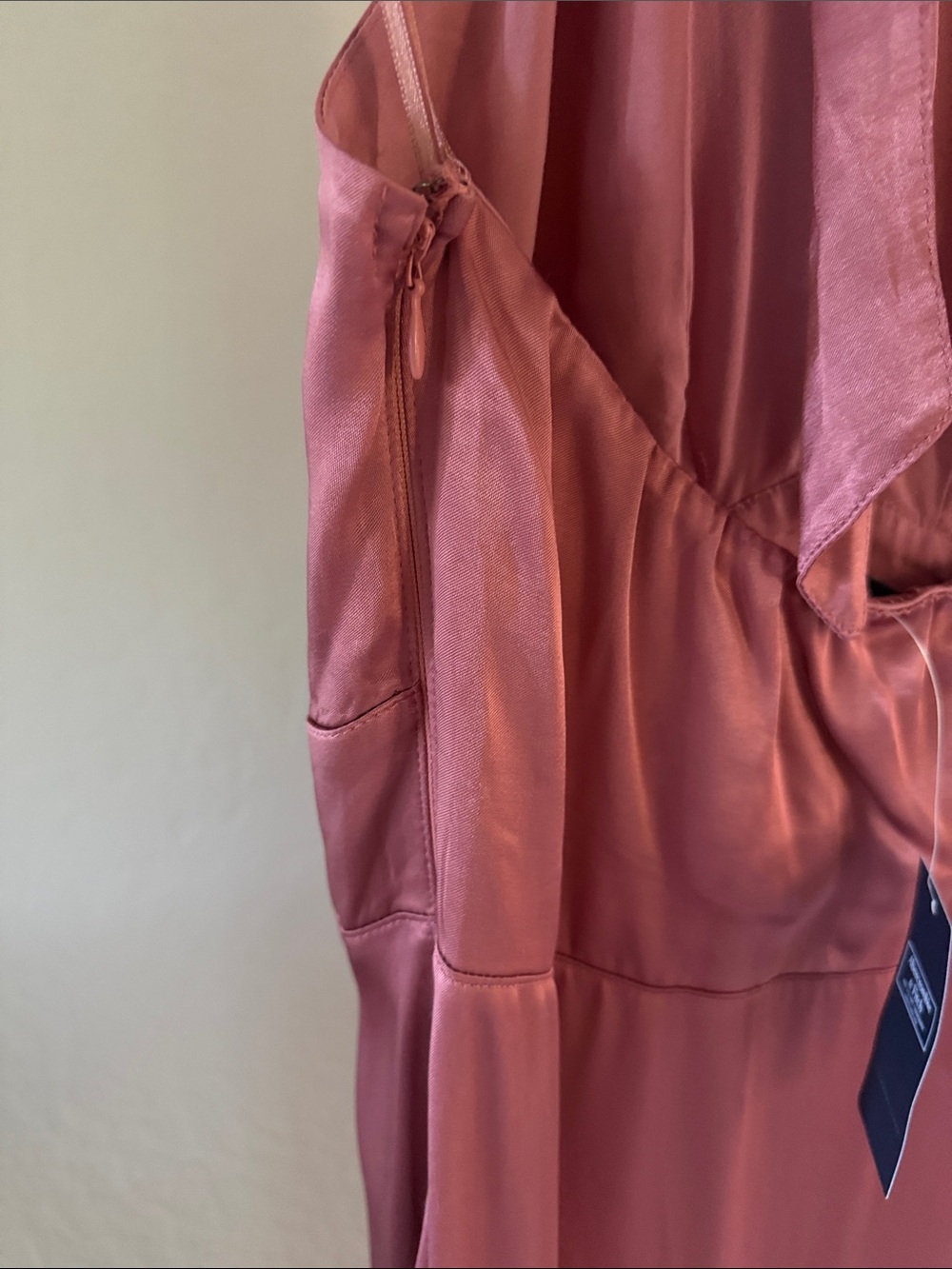 NWT Abercrombie & Fitch Rose Pink Halter Satin Maxi Dress High-low Size S - Picture 4 of 6